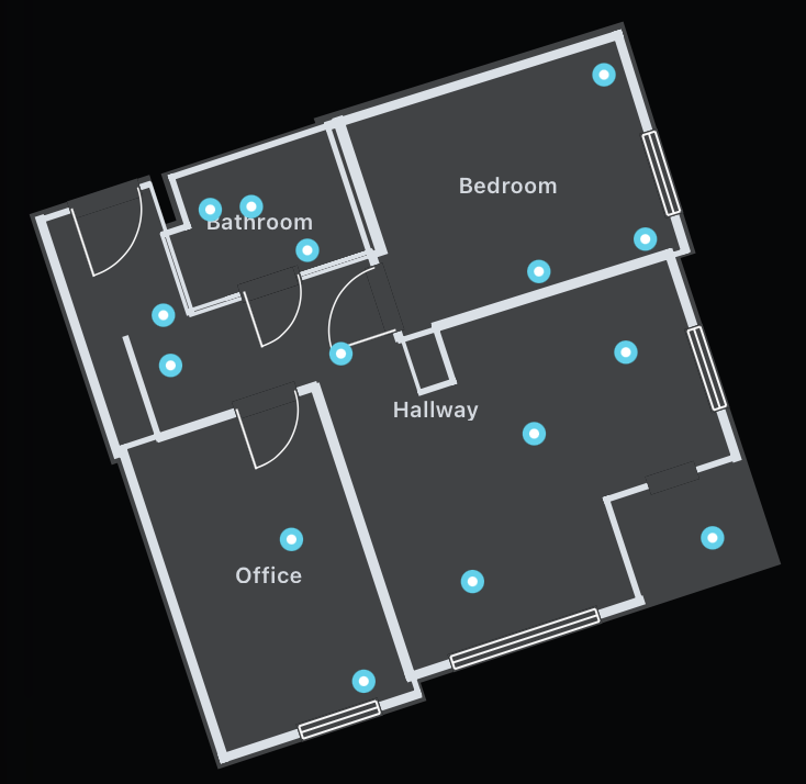 Floor plan with every panorama placed in its room